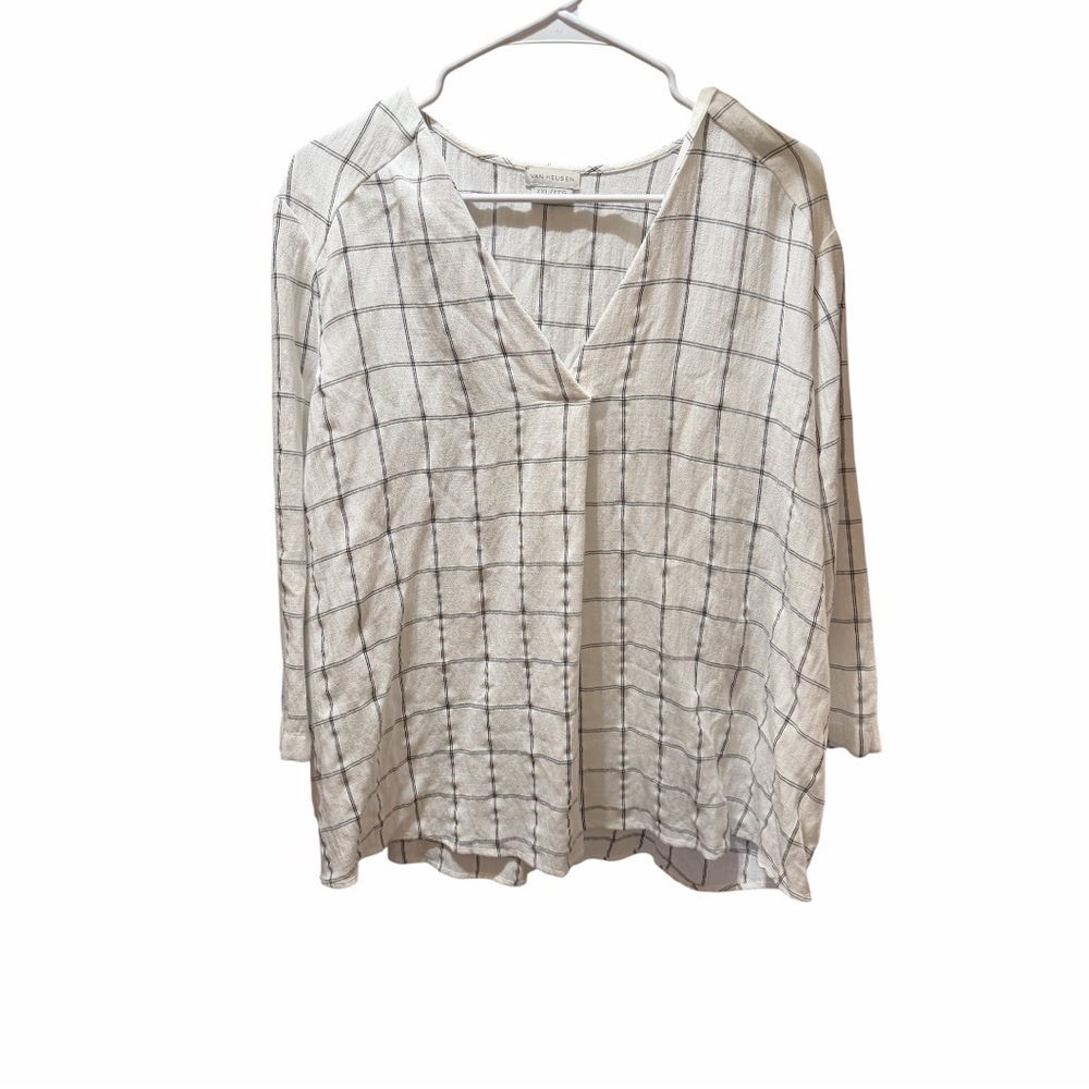 Van Heusen White Grid Pattern Blouse - image 2